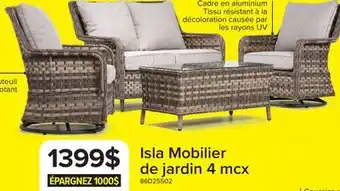Leon's Isla Ens. Causerie de jardin 4 mcx avec 2 fauteuils pivotants – gris, beige offer