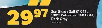 Matériaux Pont Masson Sun Shade Sail 8' x 12', 100% Polyester, 160 GSM, Dark Gray offer