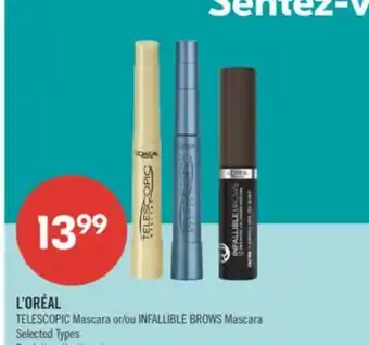 Pharmaprix L'ORÉAL TELESCOPIC Mascara or INFALLIBLE BROWS Mascara offer