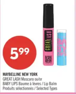 Pharmaprix MAYBELLINE NEW YORK GREAT LASH Mascara or Lip Balm offer