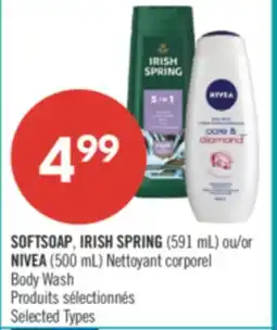 Pharmaprix SOFTSOAP, IRISH SPRING (591 mL) or NIVEA (500 mL) Body Wash offer