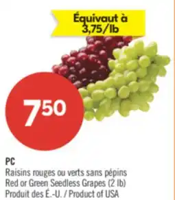Pharmaprix PC Red or Green Seedless Grapes offer
