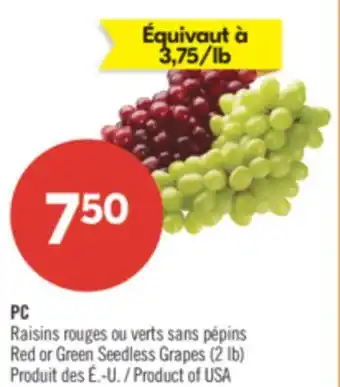 Pharmaprix PC Red or Green Seedless Grapes offer