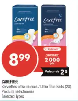Pharmaprix CAREFREE Ultra Thin Pads offer