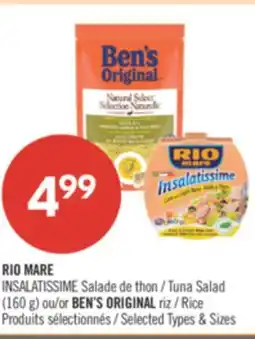 Pharmaprix RIO MARE Tuna Salad (160 g) or BEN'S ORIGINAL Rice offer