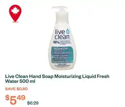 Voilà Live Clean Hand Soap Moisturizing Liquid Fresh Water 500 ml offer