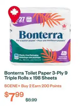 Voilà Bonterra Toilet Paper 3-Ply 9 Triple Rolls x 198 Sheets offer