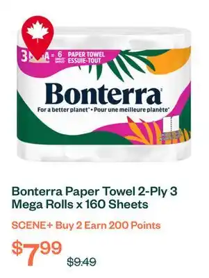 Voilà Bonterra Paper Towel 2-Ply 3 Mega Rolls x 160 Sheets offer