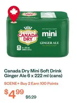 Voilà Canada Dry Mini Soft Drink Ginger Ale 6 x 222 ml (cans) offer