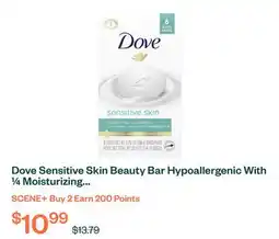 Voilà Dove Sensitive Skin Beauty Bar Hypoallergenic With ¼ Moisturizing Cream 106 g 6ct offer