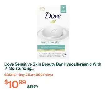 Voilà Dove Sensitive Skin Beauty Bar Hypoallergenic With ¼ Moisturizing Cream 106 g 6ct offer