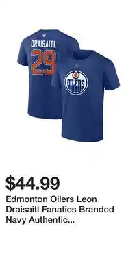 Sport Chek Edmonton Oilers Leon Draisaitl Fanatics Branded Navy Authentic Stack Name and Number T-Shirt offer