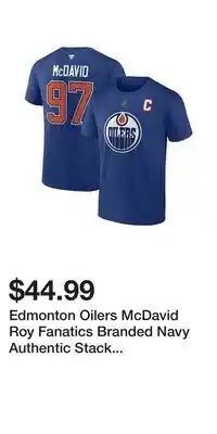 Sport Chek Edmonton Oilers McDavid Roy Fanatics Branded Navy Authentic Stack Name and Number T-Shirt offer