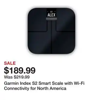 TSC Stores Garmin Index S2 Smart Scale with Wi-Fi Connectivity for North America offer