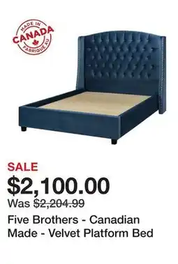 TSC Stores Five Brothers - Canadian Made - Velvet Platform Bed offer