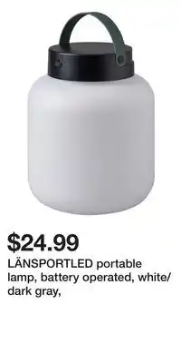 IKEA LÄNSPORTLED portable lamp, battery operated, white/dark gray offer