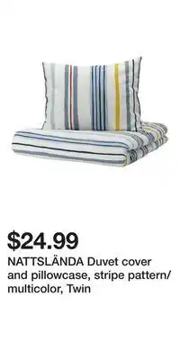IKEA NATTSLÄNDA Duvet cover and pillowcase, stripe pattern/multicolor, Twin offer