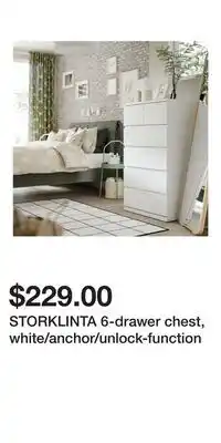 IKEA STORKLINTA 6-drawer chest, white/anchor/unlock-function offer