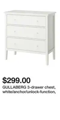 IKEA GULLABERG 3-drawer chest, white/anchor/unlock-function offer