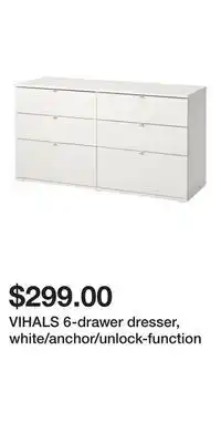 IKEA VIHALS 6-drawer dresser, white/anchor/unlock-function offer