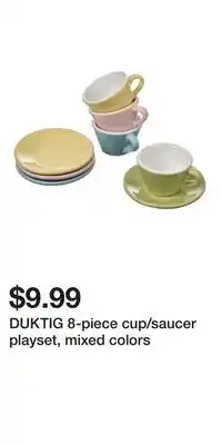 IKEA DUKTIG 8-piece cup/saucer playset, mixed colors offer