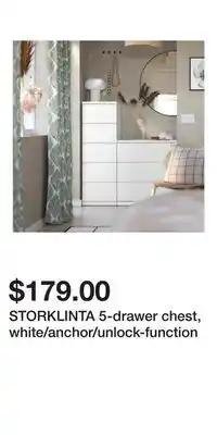 IKEA STORKLINTA 5-drawer chest, white/anchor/unlock-function offer
