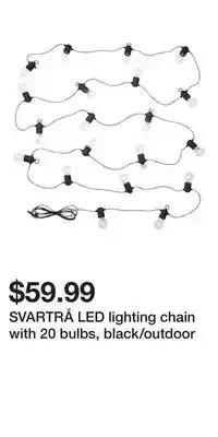 IKEA SVARTRÅ LED lighting chain with 20 bulbs, black/outdoor offer