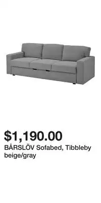 IKEA BÅRSLÖV Sofabed, Tibbleby beige/gray offer