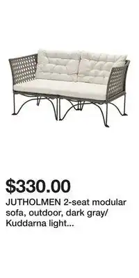 IKEA JUTHOLMEN 2-seat modular sofa, outdoor, dark gray/Kuddarna light gray-beige offer
