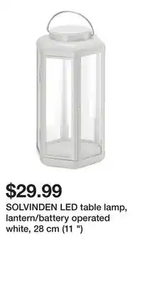 IKEA SOLVINDEN LED table lamp, lantern/battery operated white, 28 cm (11 ) offer