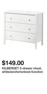 IKEA KILBERGET 3-drawer chest, white/anchor/unlock-function offer