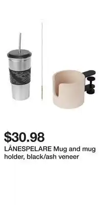 IKEA LÅNESPELARE Mug and mug holder, black/ash veneer offer