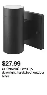 IKEA GRÖNSPRÖT Wall up/downlight, hardwired, outdoor black offer