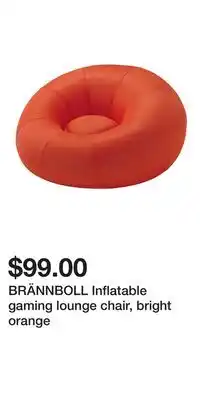 IKEA BRÄNNBOLL Inflatable gaming lounge chair, bright orange offer