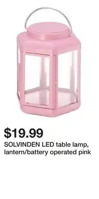 IKEA SOLVINDEN LED table lamp, lantern/battery operated pink offer