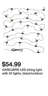 IKEA GARDJÄRN LED string light with 24 lights, black/outdoor offer