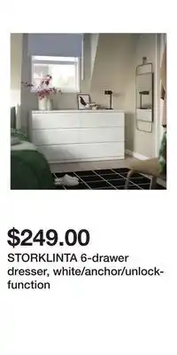 IKEA STORKLINTA 6-drawer dresser, white/anchor/unlock-function offer