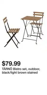 IKEA TÄRNÖ Bistro set, outdoor, black/light brown stained offer
