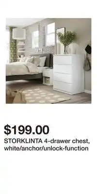 IKEA STORKLINTA 4-drawer chest, white/anchor/unlock-function offer
