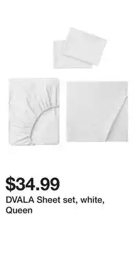 IKEA DVALA Sheet set, white, Queen offer
