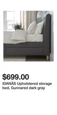 IKEA IDANÄS Upholstered storage bed, Gunnared dark gray offer