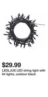 IKEA LEDLJUS LED string light with 64 lights, outdoor black offer