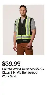 Mark's Dakota WorkPro Series Men's Class 1 Hi Vis Reinforced Work Vest offer