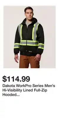 Mark's Dakota WorkPro Series Men's Hi-Visibility Lined Full-Zip Hooded Sweatshirt - Black offer