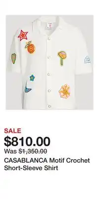 Holt Renfrew CASABLANCA Motif Crochet Short-Sleeve Shirt offer