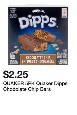 Dollarama QUAKER 5PK Quaker Dipps Chocolate Chip Bars offer