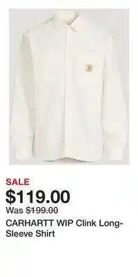 Holt Renfrew CARHARTT WIP Clink Long-Sleeve Shirt offer