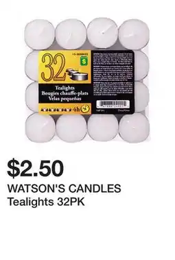 Dollarama WATSON'S CANDLES Tealights 32PK offer