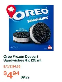 Voilà Oreo Frozen Dessert Sandwiches 4 x 125 ml offer