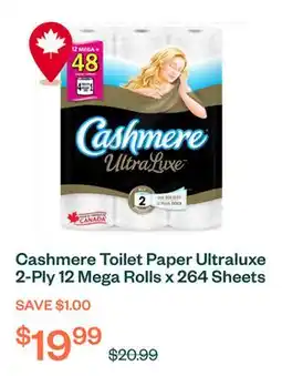 Voilà Cashmere Toilet Paper Ultraluxe 2-Ply 12 Mega Rolls x 264 Sheets offer